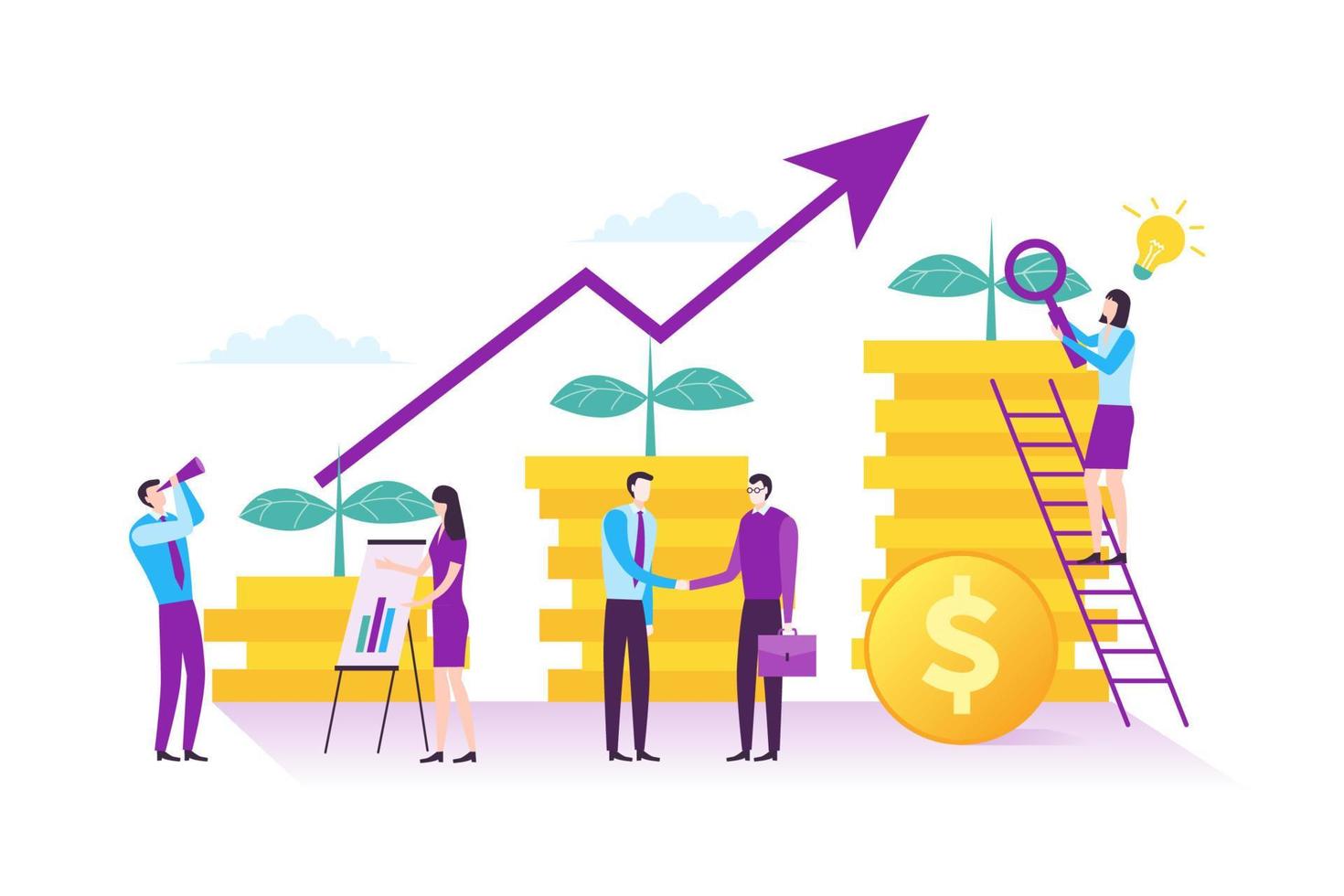 ilustración de negocio inversión. financiero administración concepto en moderno plano diseño vector