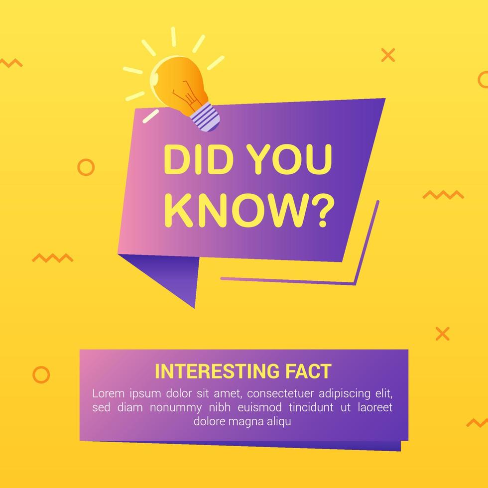 Did you know with bulb and origami banner on yellow background vector