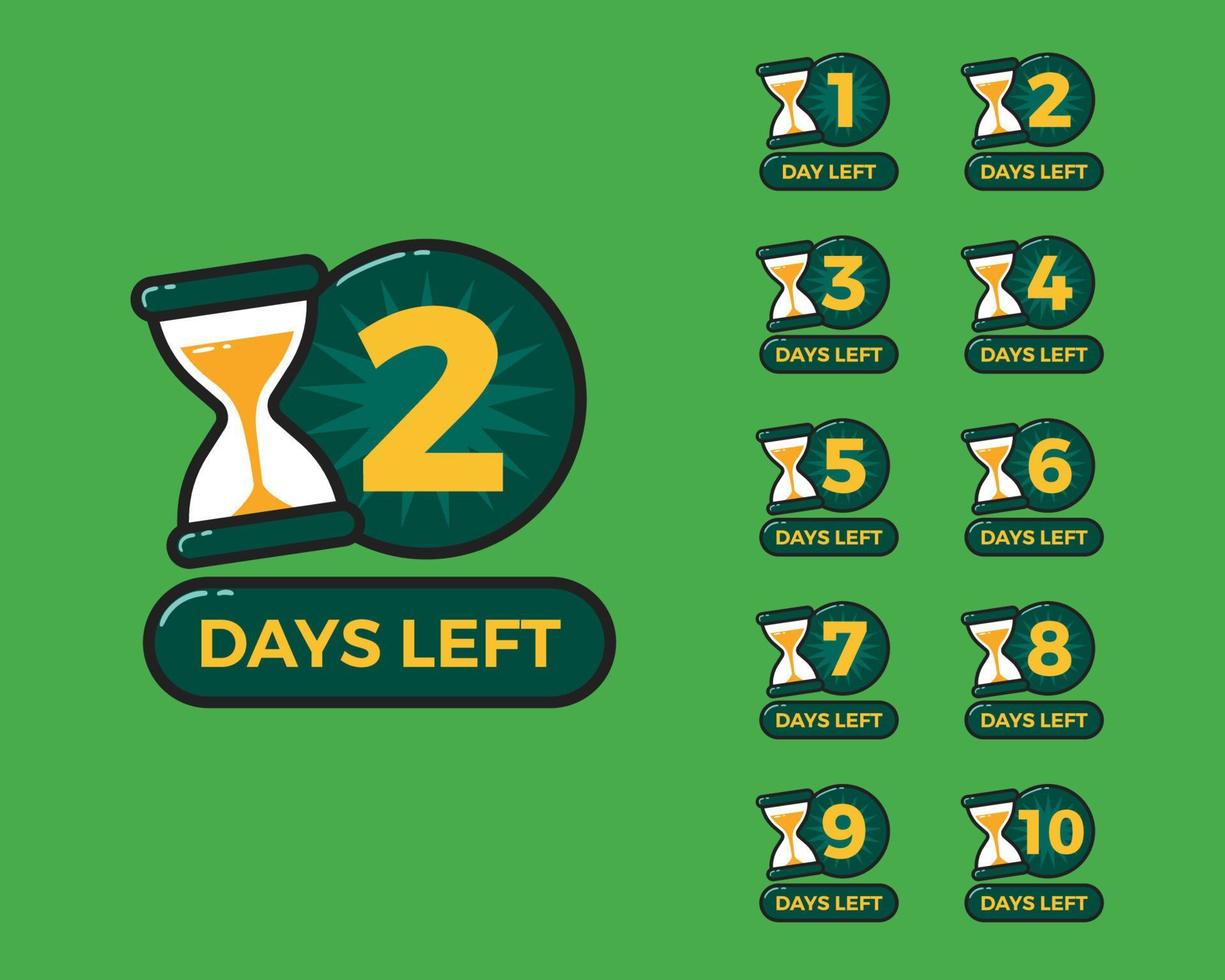 Number of days left with sand timer hourglass vector