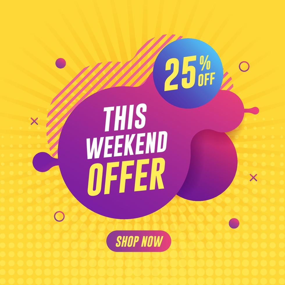 Weekend sale banner on yellow background vector