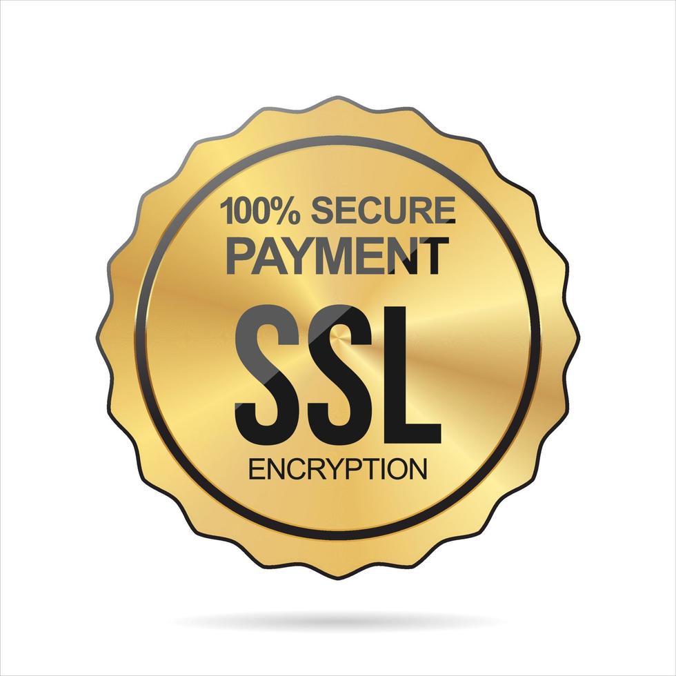 ssl certificado oro y negro etiqueta vector ilustración