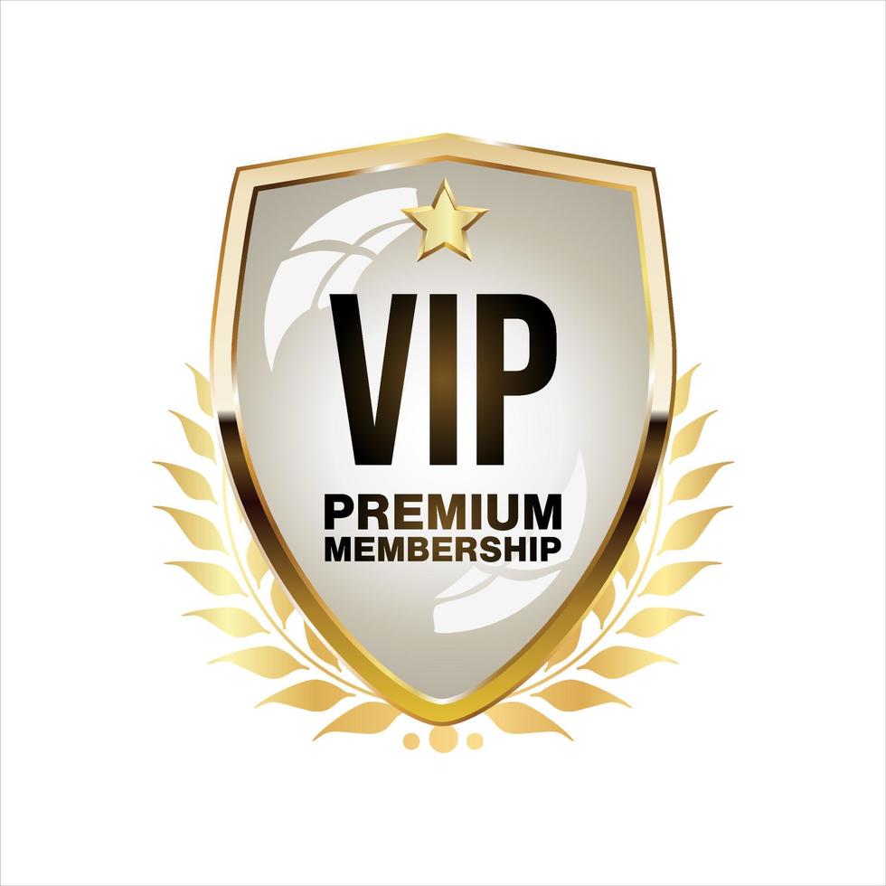 Golden badge VIP golden member retro design vector