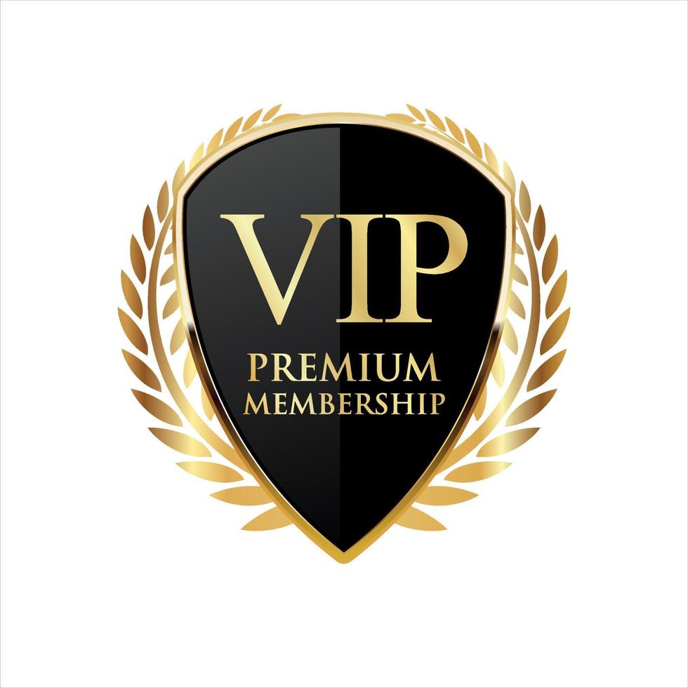 Golden badge VIP golden member retro design vector