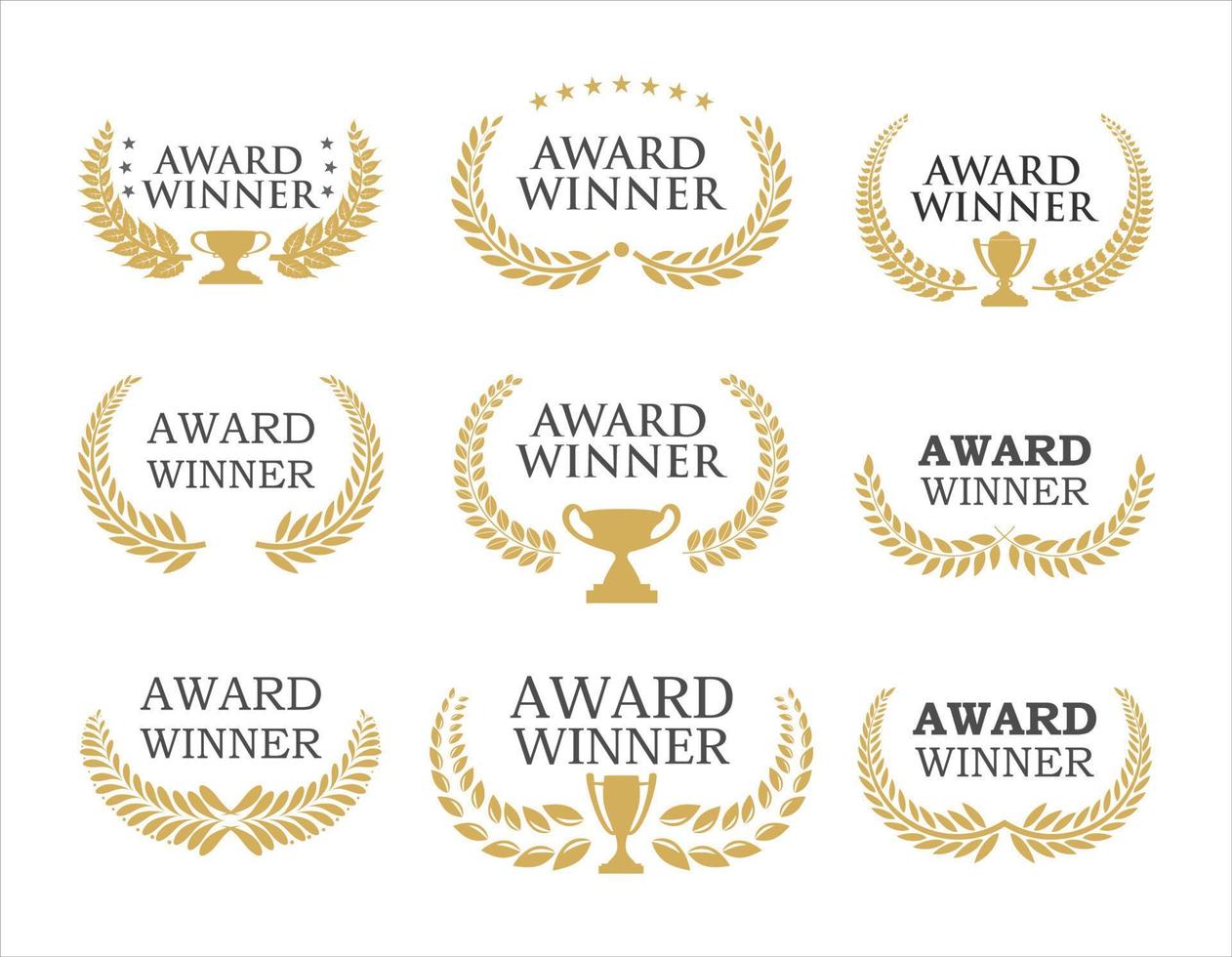 Award winner emblem collection of laurel wreath vector illustration