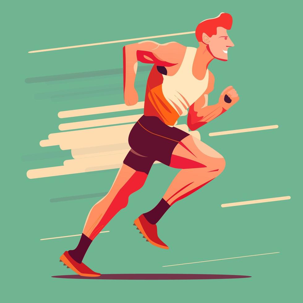 atletismo hombre correr plano ilustración vector