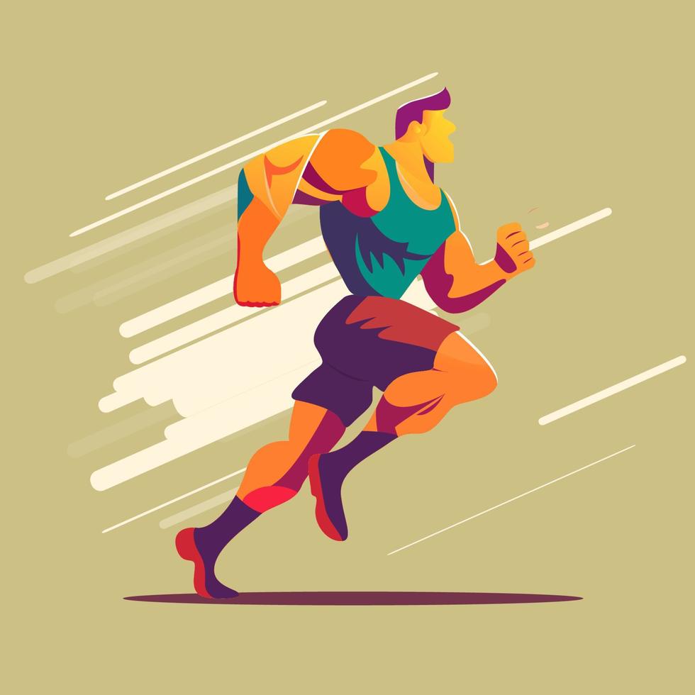 atletismo hombre correr plano ilustración vector