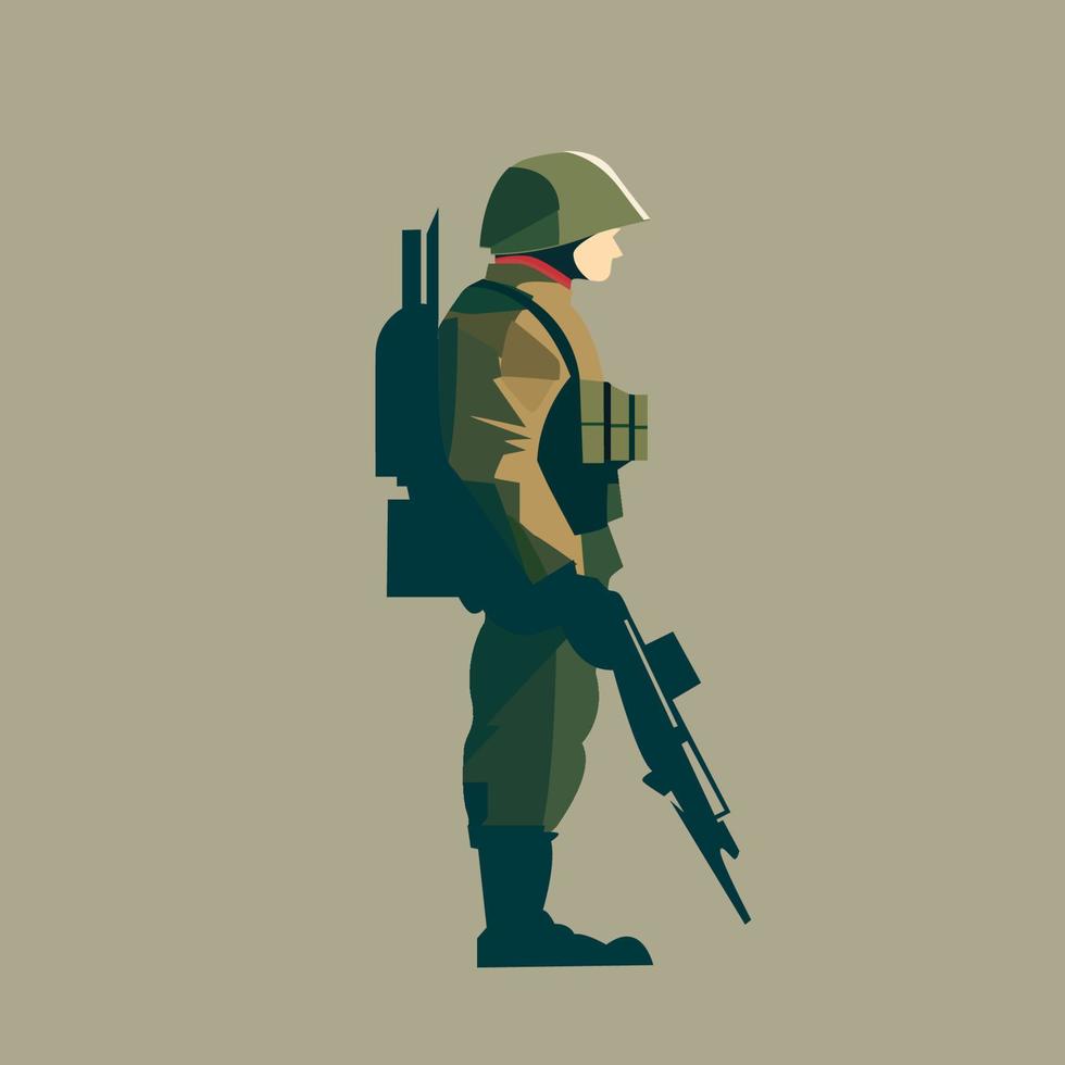 soldado con pistola plano ilustración vector