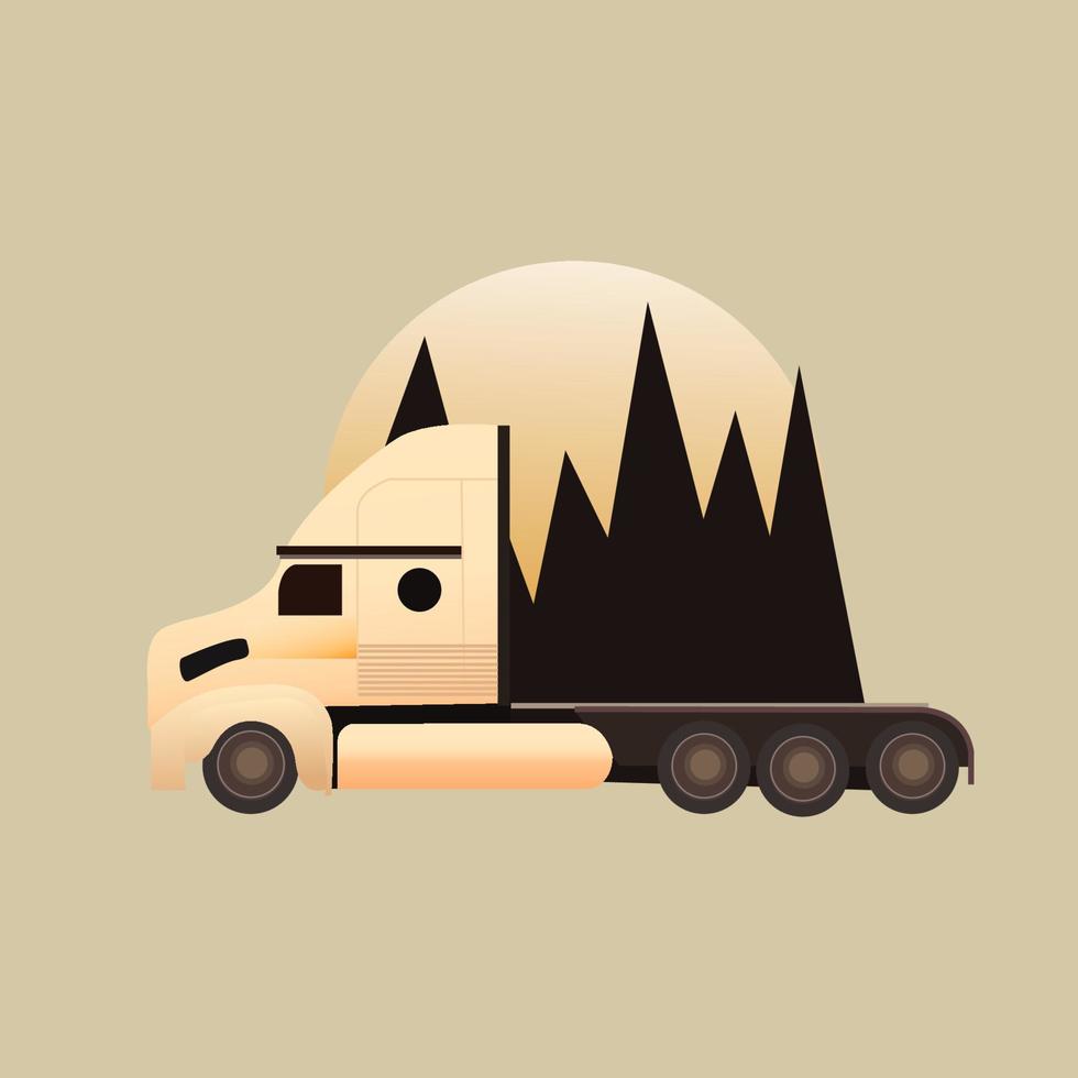 un blanco camión con un remolque con un bosque en el espalda vector