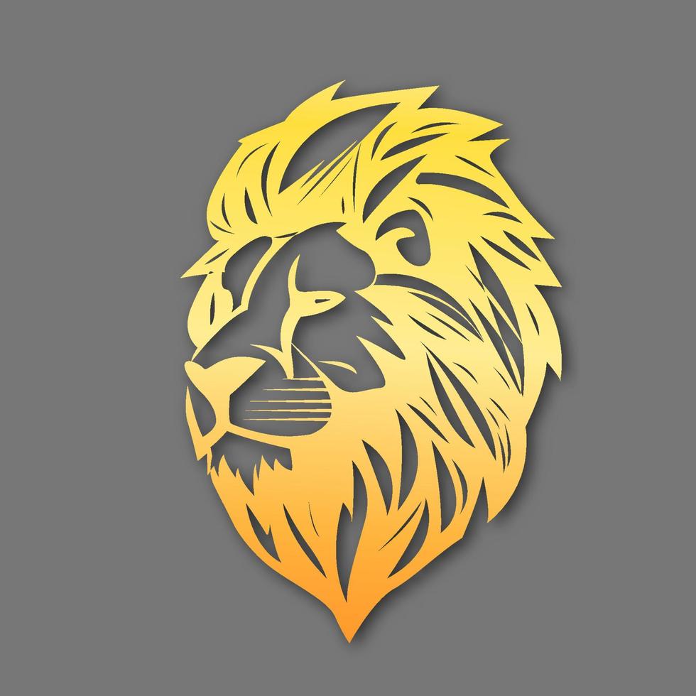 A paper cut of a lion head with yellow and orange colors. vector