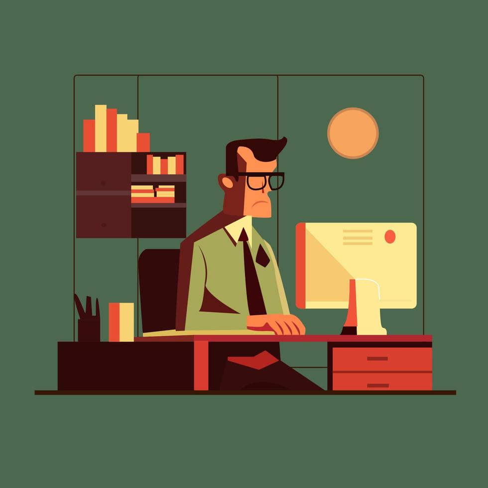 Worker man flat illustration vector