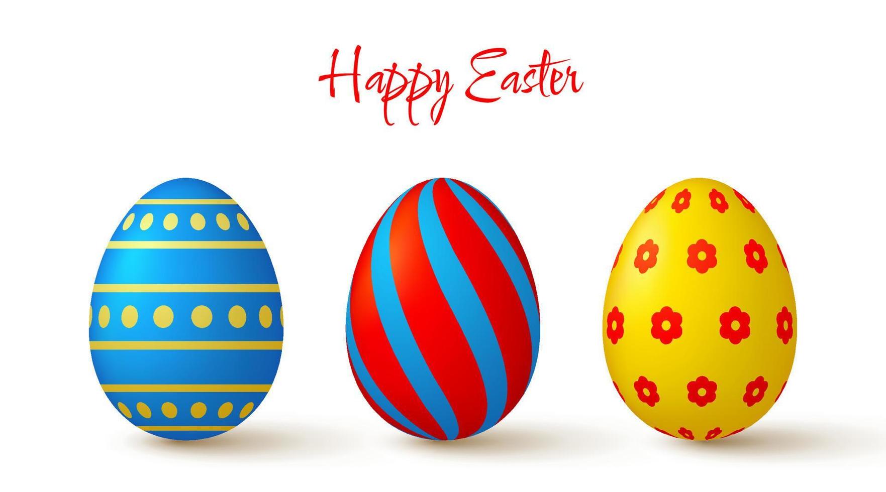 Easter eggs collection. Cute 3D design elements in bright colors with a pattern. vector