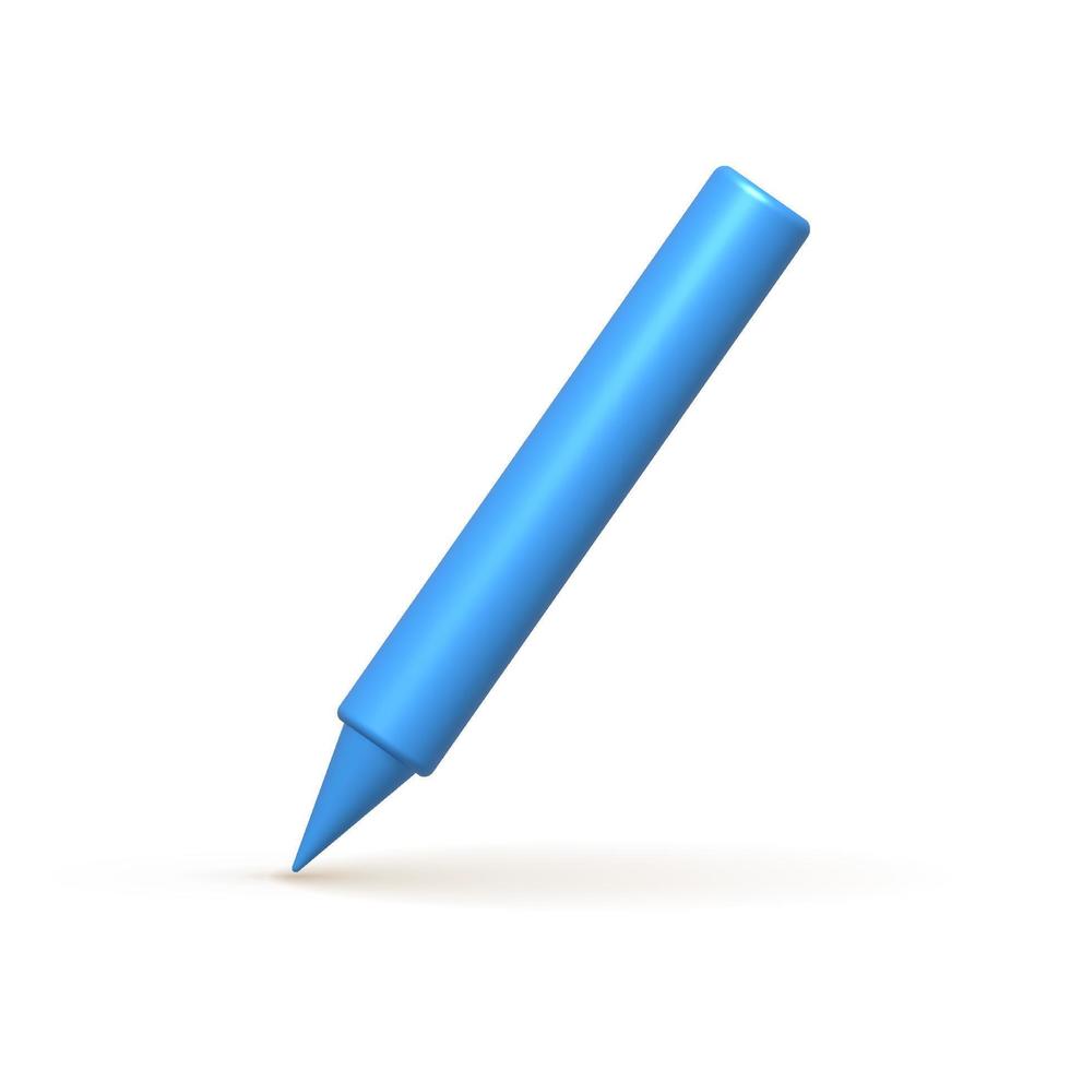 Writing tool 3d icon. Blue pen, pencil, marker. 3d realistic design element. vector