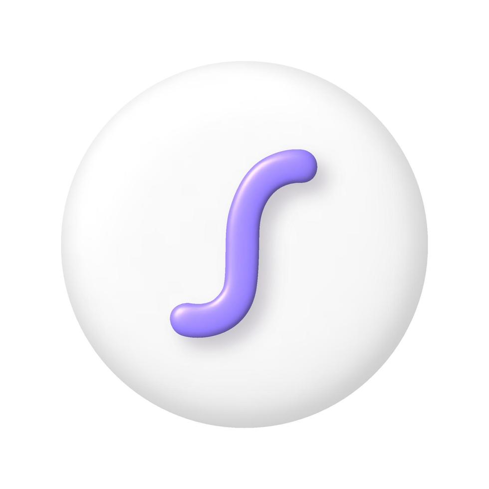 Math 3D icon. Purple function sign on white round button. 3d realistic design element. vector