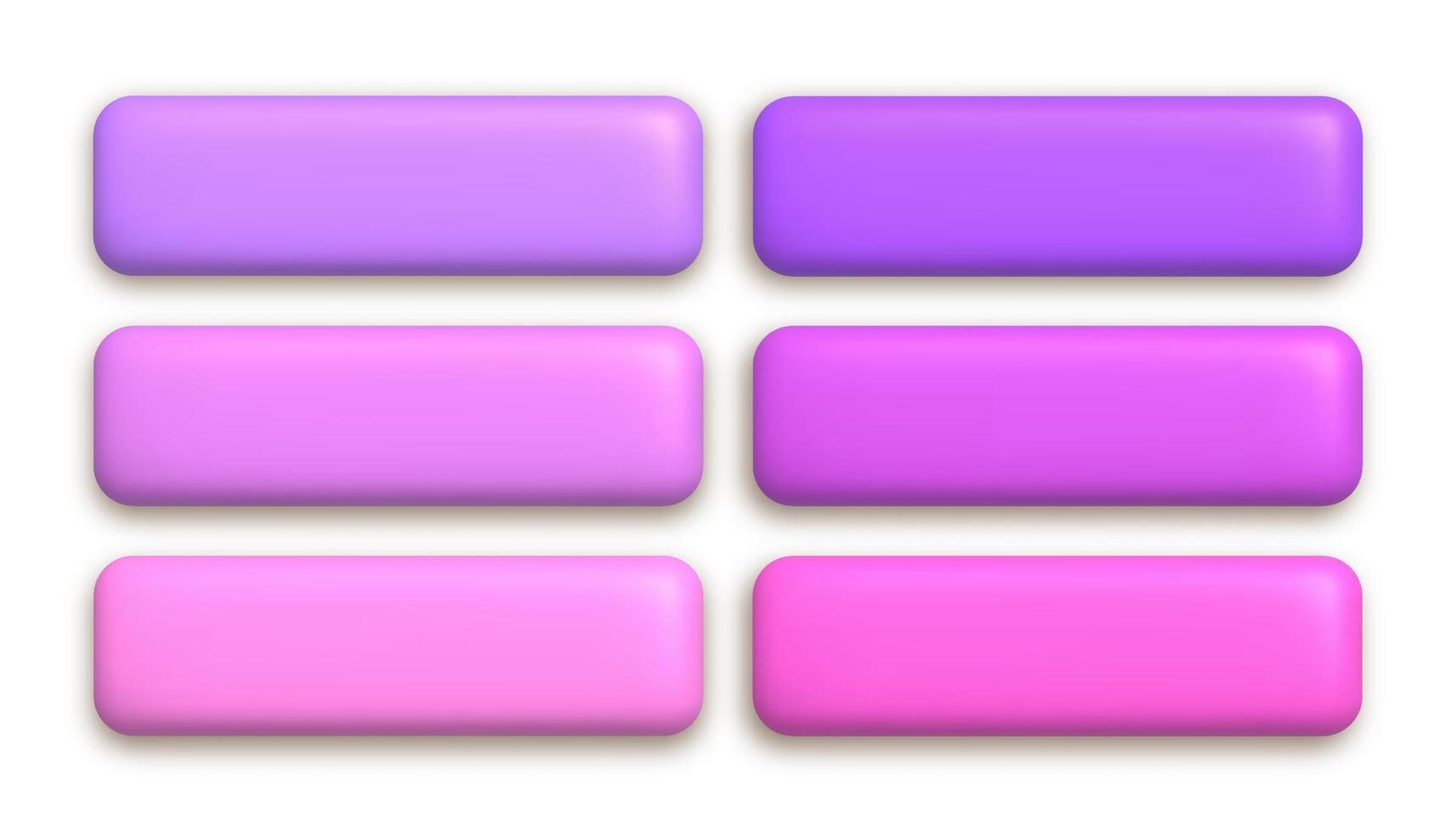 Set of cute pink 3d matte buttons for web design. 3d realistic design element. vector