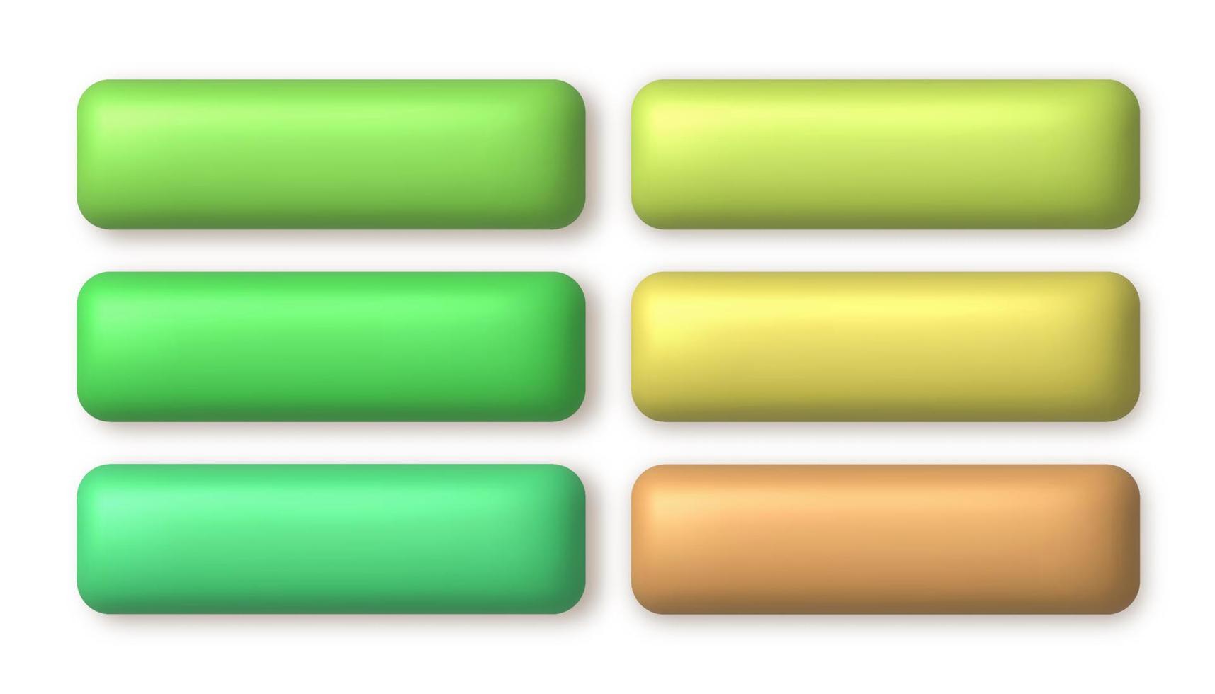 Set of cute green and beige 3d buttons for web design. 3d realistic design element. vector