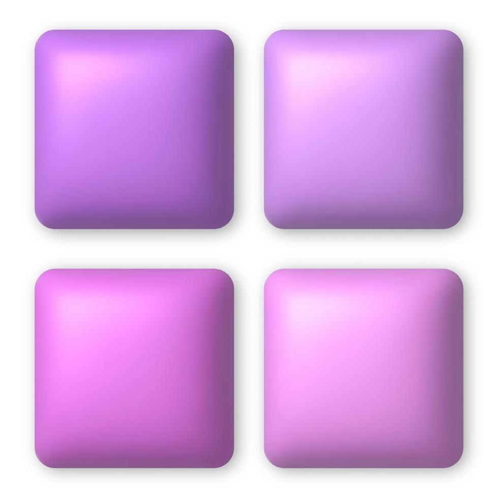 Set of 4 pink and lilac 3d buttons for web design. 3d realistic design element. vector