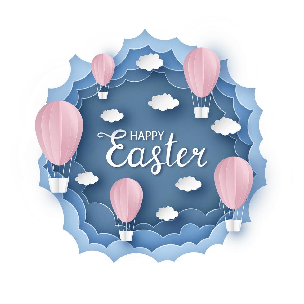 Happy easter. Postcard in paper cut style. vector