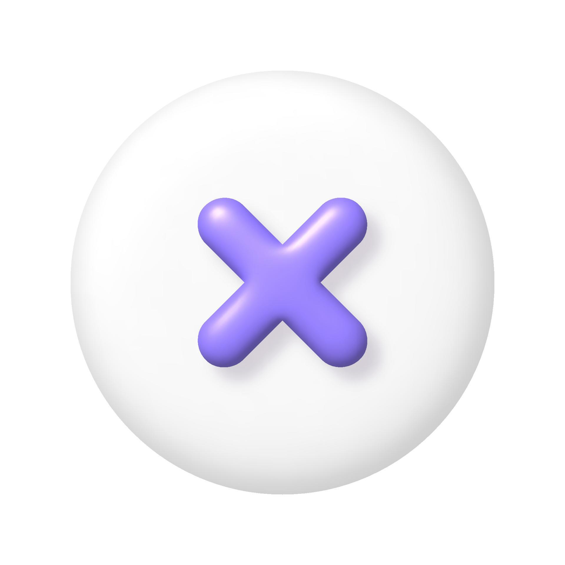 Math 3D icon. Purple arithmetic multiply sign on white round button. 3d ...