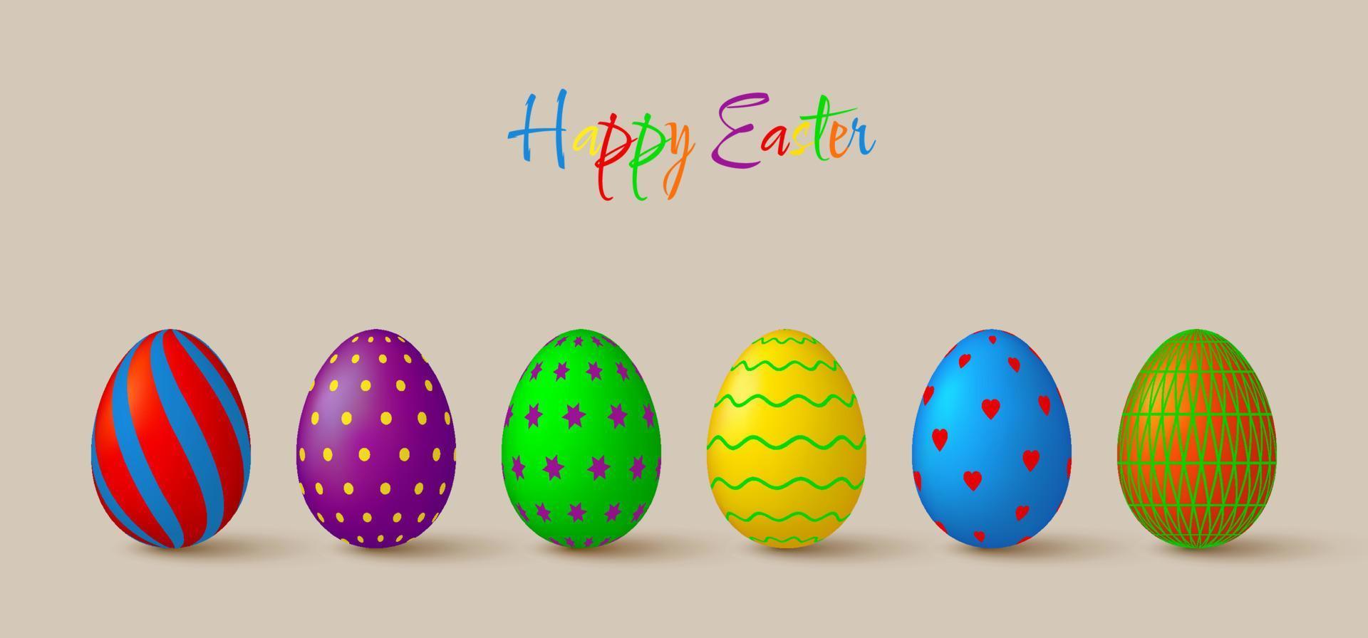 Easter eggs set. Collection of 3d cute decorative design elements. vector