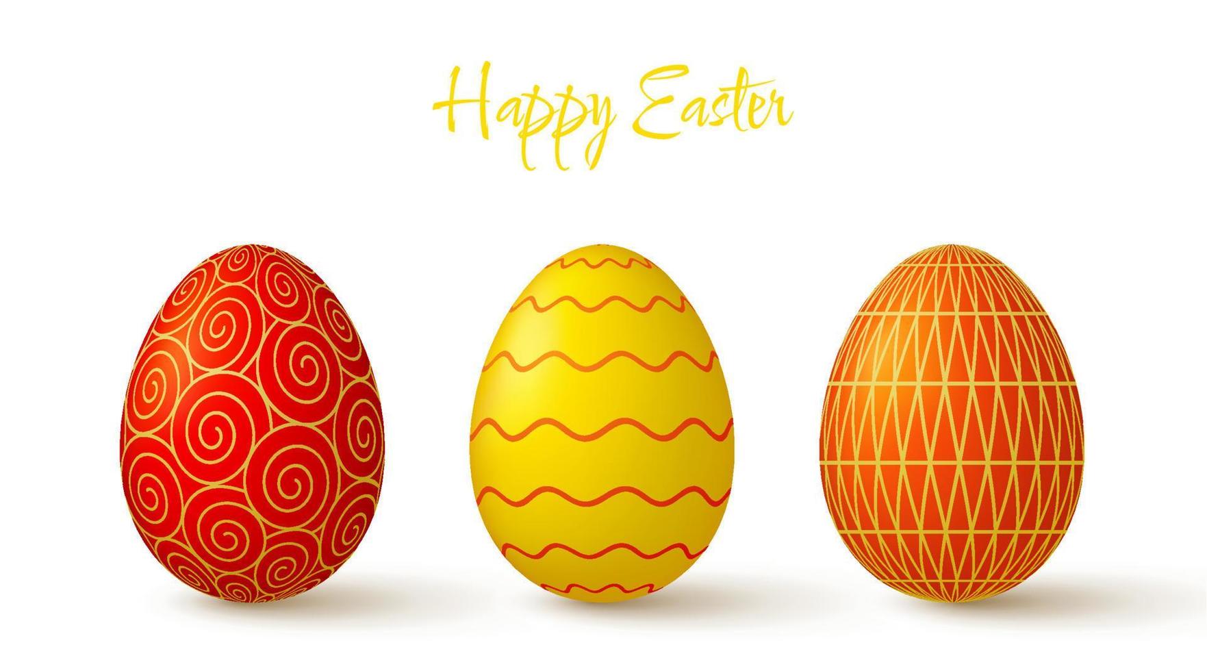 Easter eggs collection. Cute 3D design elements in bright colors with a pattern. vector