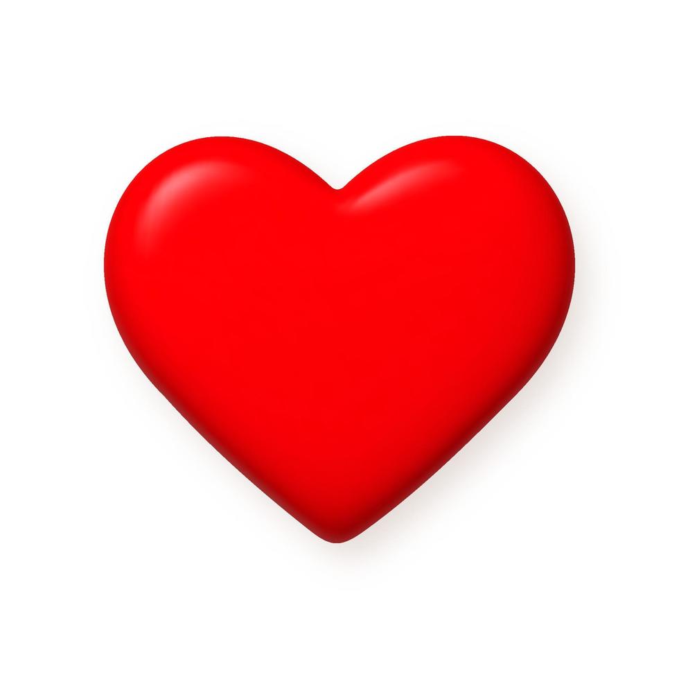 Red heart icon. 3d realistic design element. vector