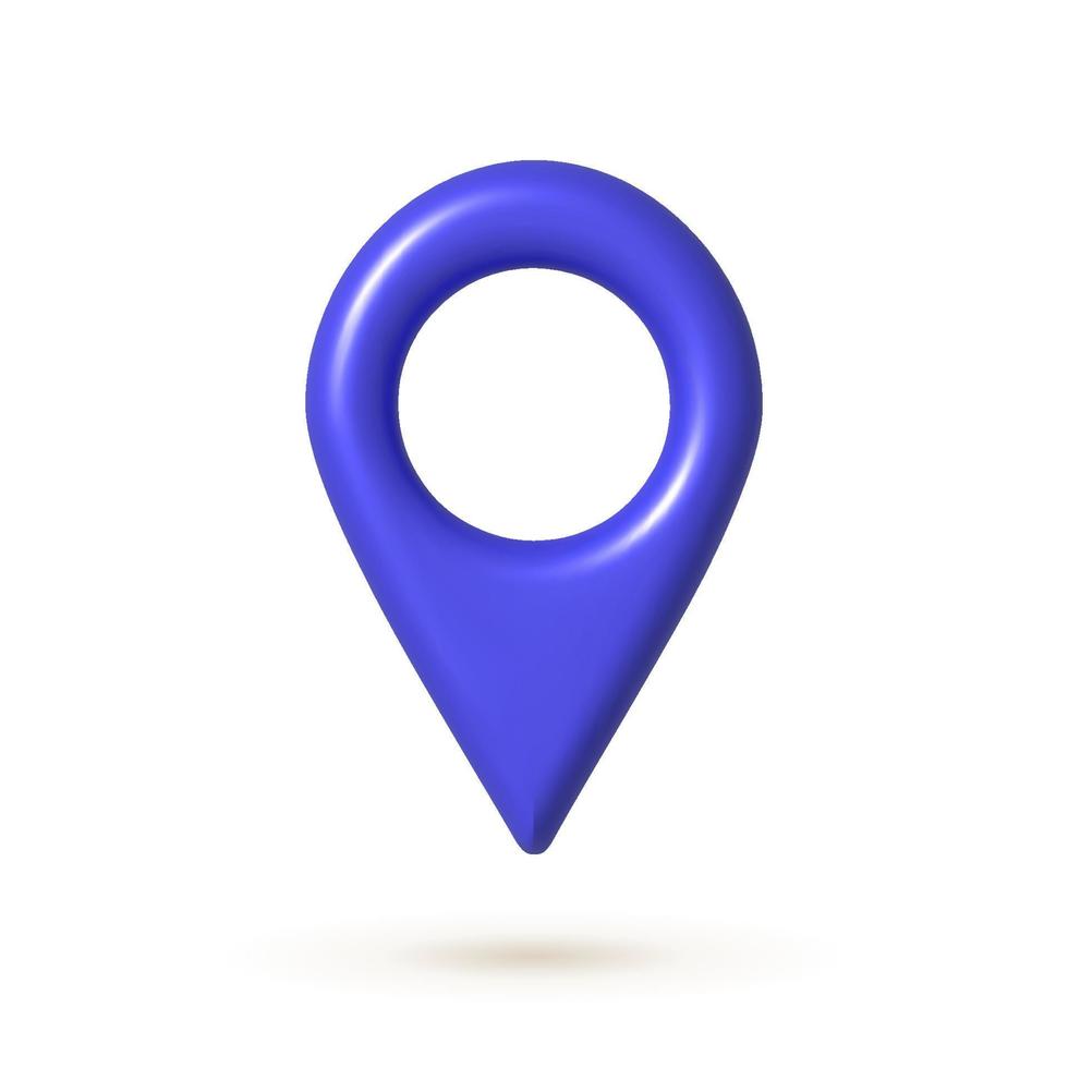 Purple 3d map geo pin icon. Web location pointer. 3d realistic vector design element.