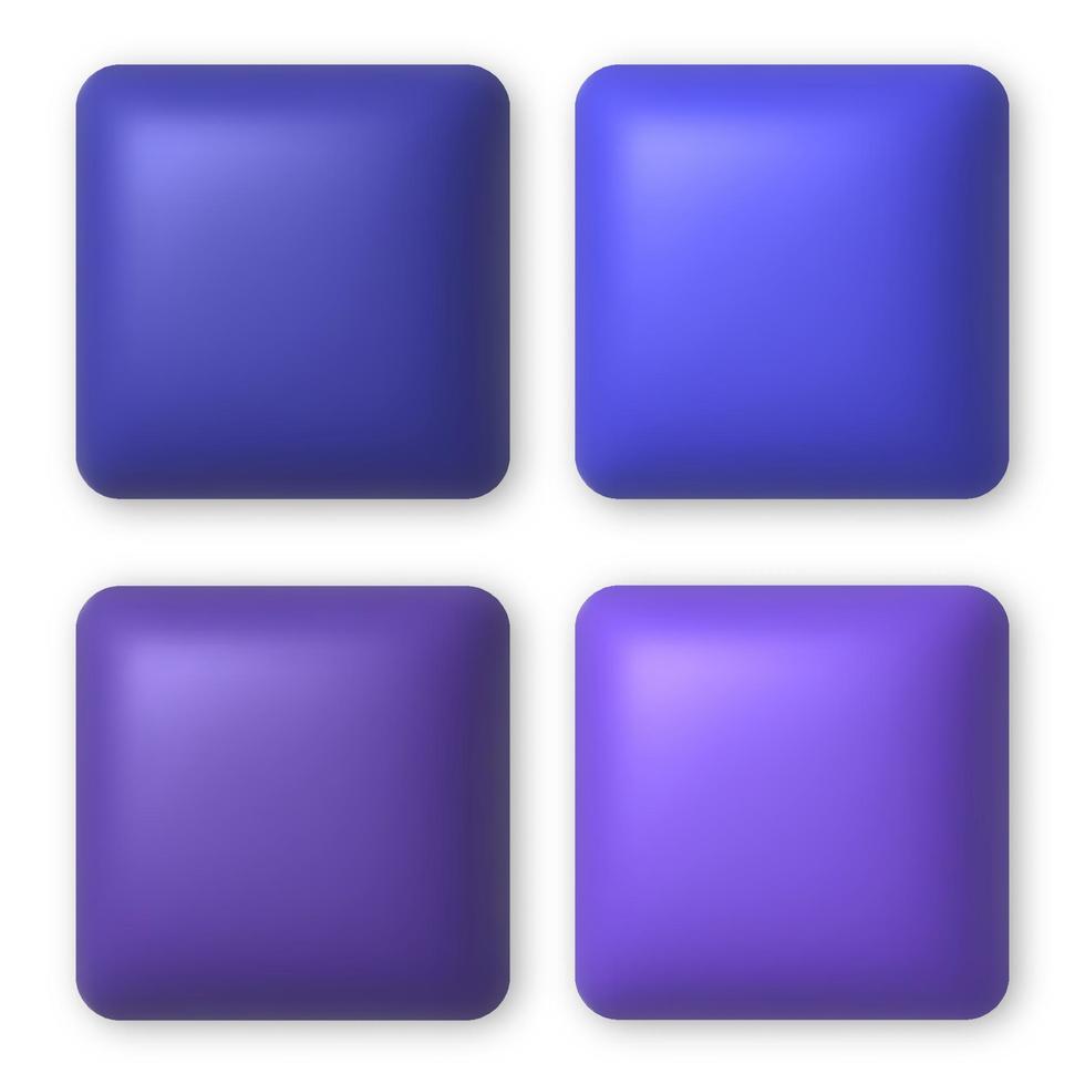 Set of 4 blue and purple 3d buttons for web design. 3d realistic design element. vector