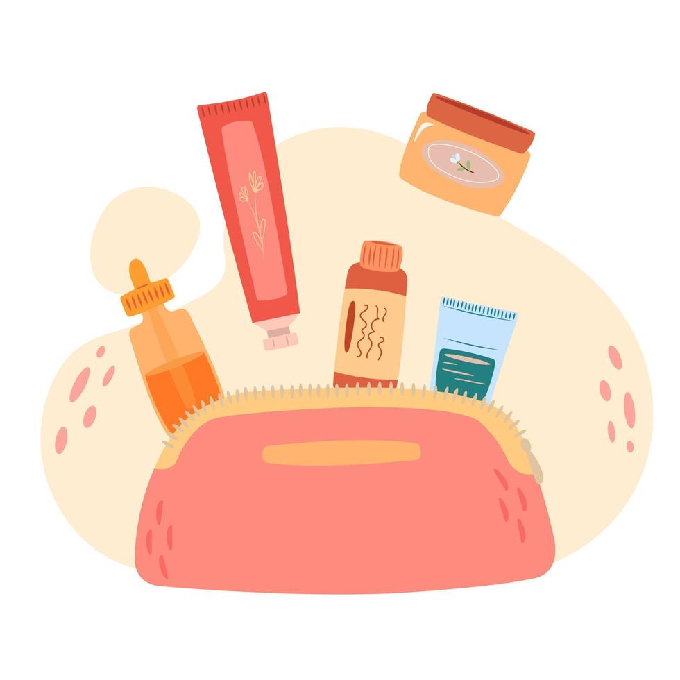 protección de la piel en productos cosméticos bolsa. vector ilustrador