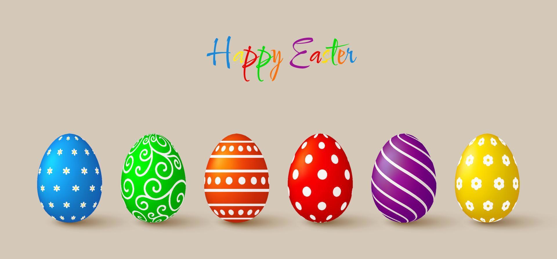 Easter eggs collection. Set of 3d colored decorative design elements. vector