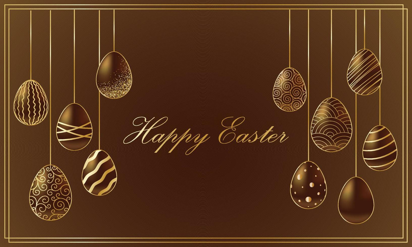 Happy Easter. Greeting card with chocolate golden eggs. vector
