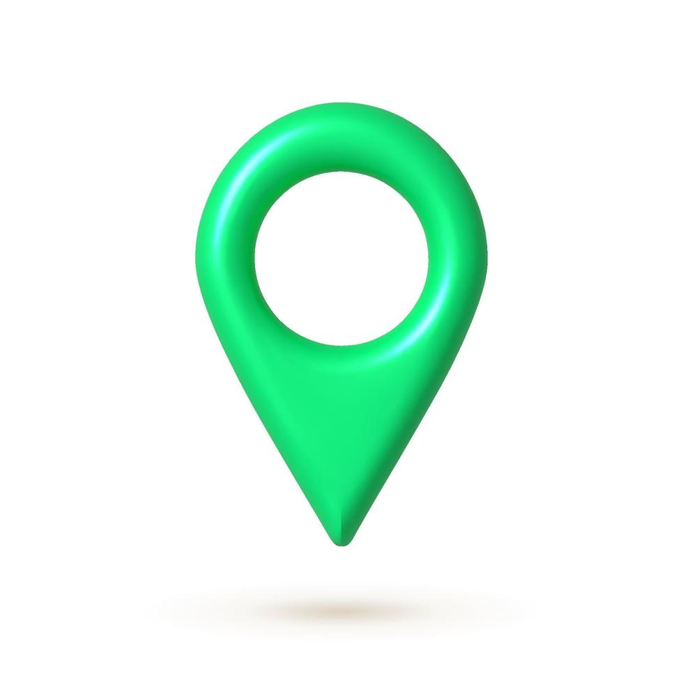 Green 3d map geo pin icon. Web location pointer. 3d realistic vector design element.