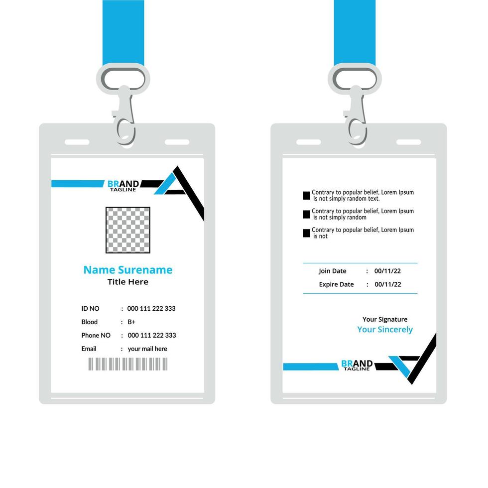 Simple and Clean ID Card Design Template. Professional corporate id card template, id card design with realistic mockup Free Vector. vector