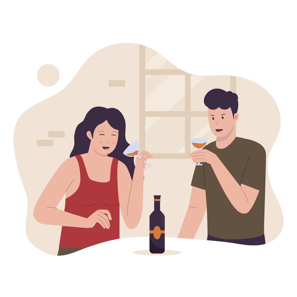 vector concepto de hombre y mujer Bebiendo cerveza juntos