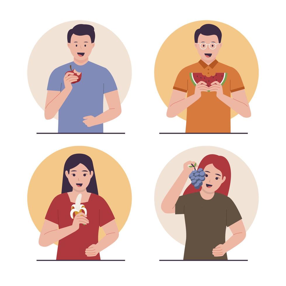 Vector collection of people healthy food