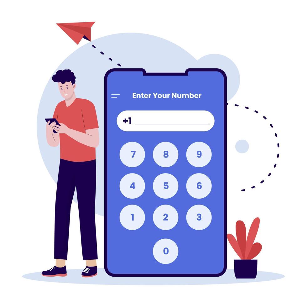 Enter your number for for 2 step verification illustration concept vector