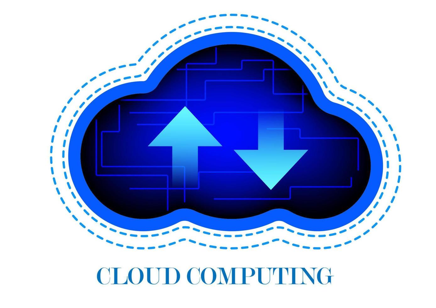 Cloud computing concept technology networking communication data storage with isolated white background vector illustrator