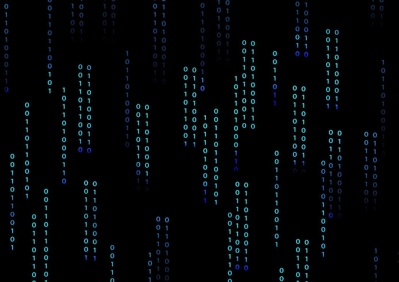 Blue binary code on a black background. The concept of the future network technology vector illustration