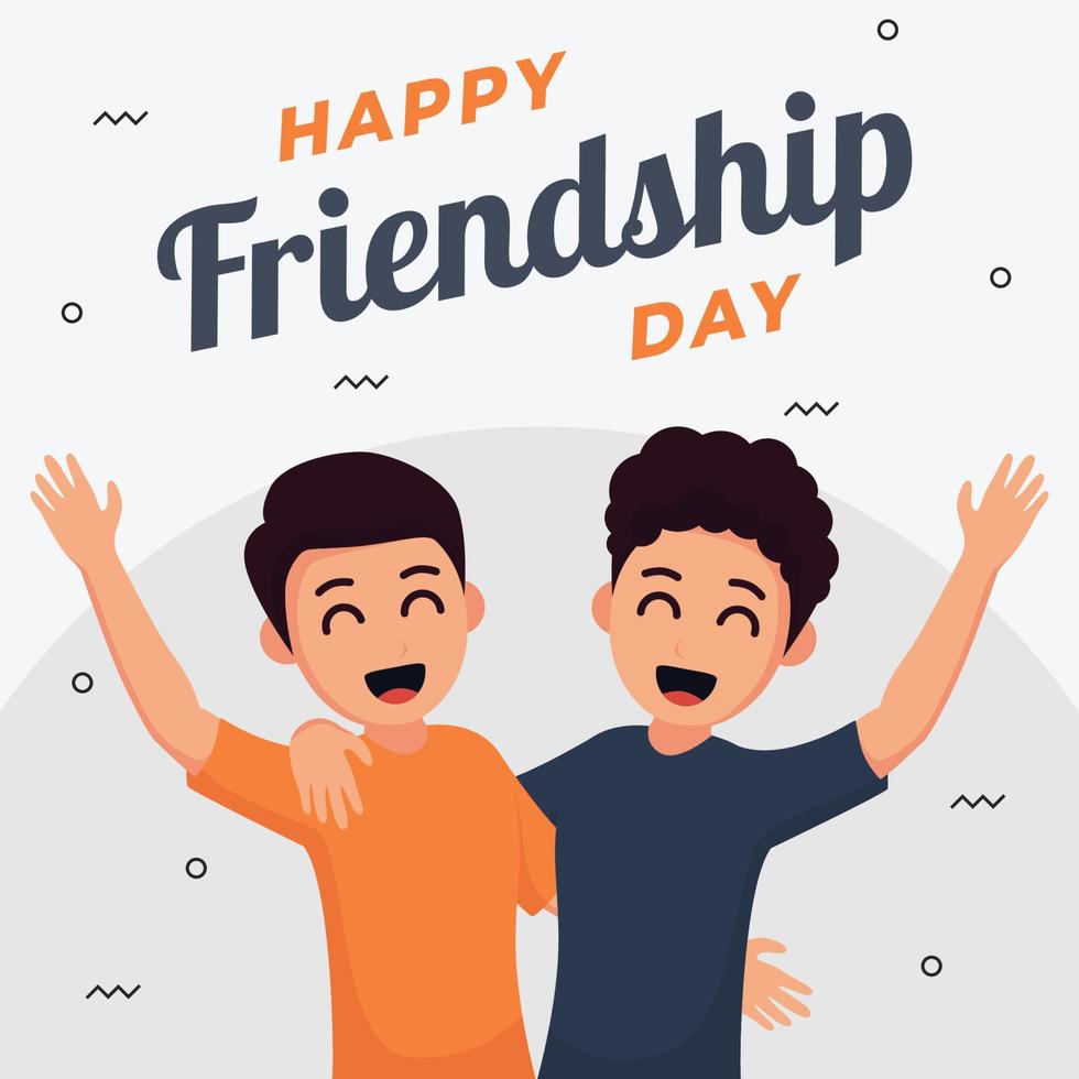 Happy Friendship Day Cute Cartoon Illustration with 2 Young Boys ...