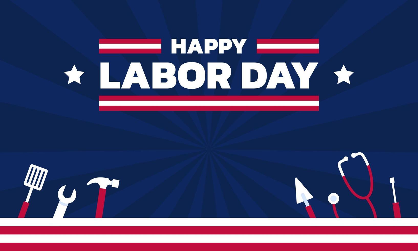 Estados Unidos labor día antecedentes vector ilustración. con rojo, blanco y azul color construcción herramientas. rebaja promoción publicidad póster o bandera para labor día. adecuado a utilizar en labor día evento