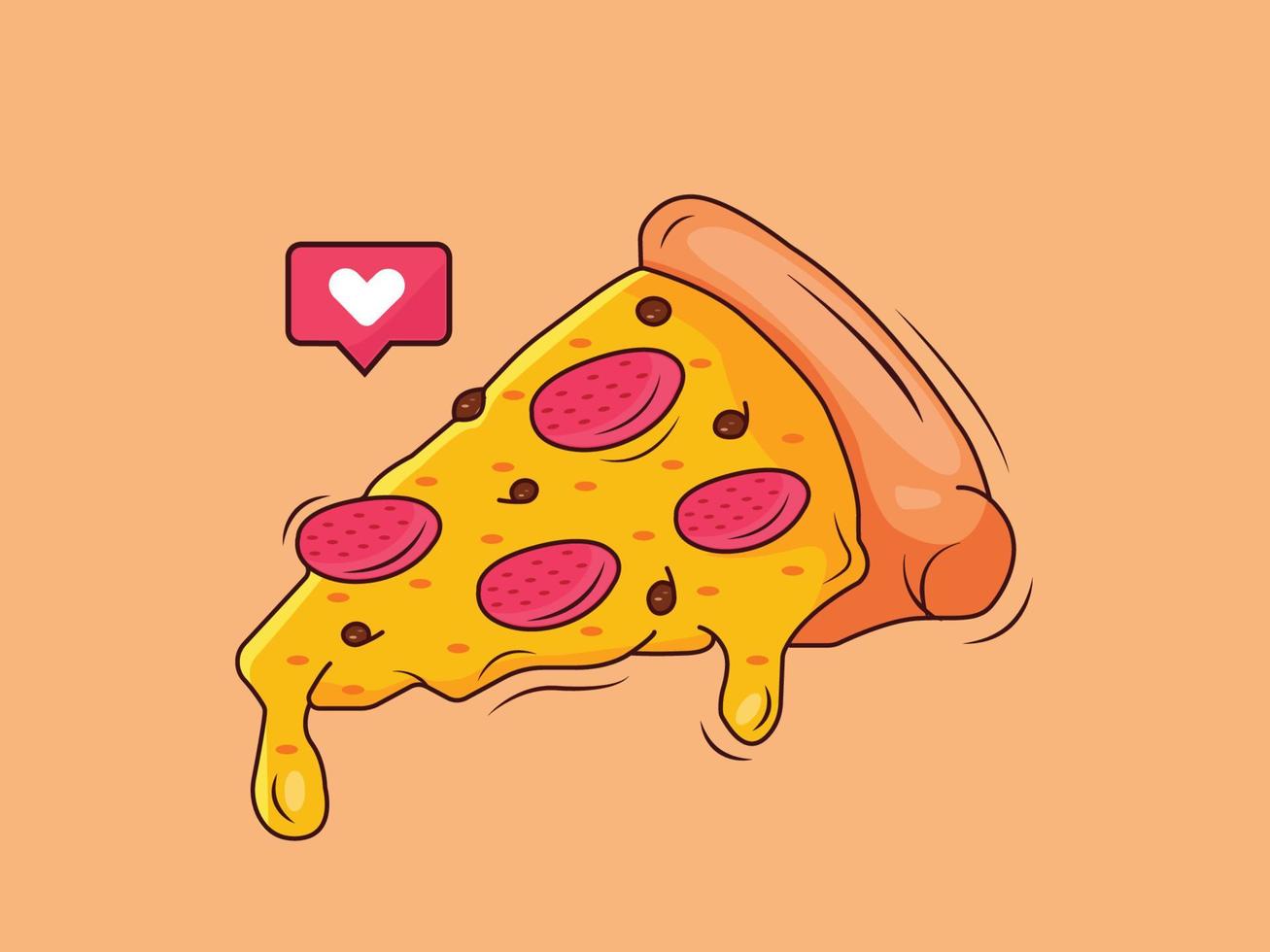 A slice of pizza with a heart on it vector