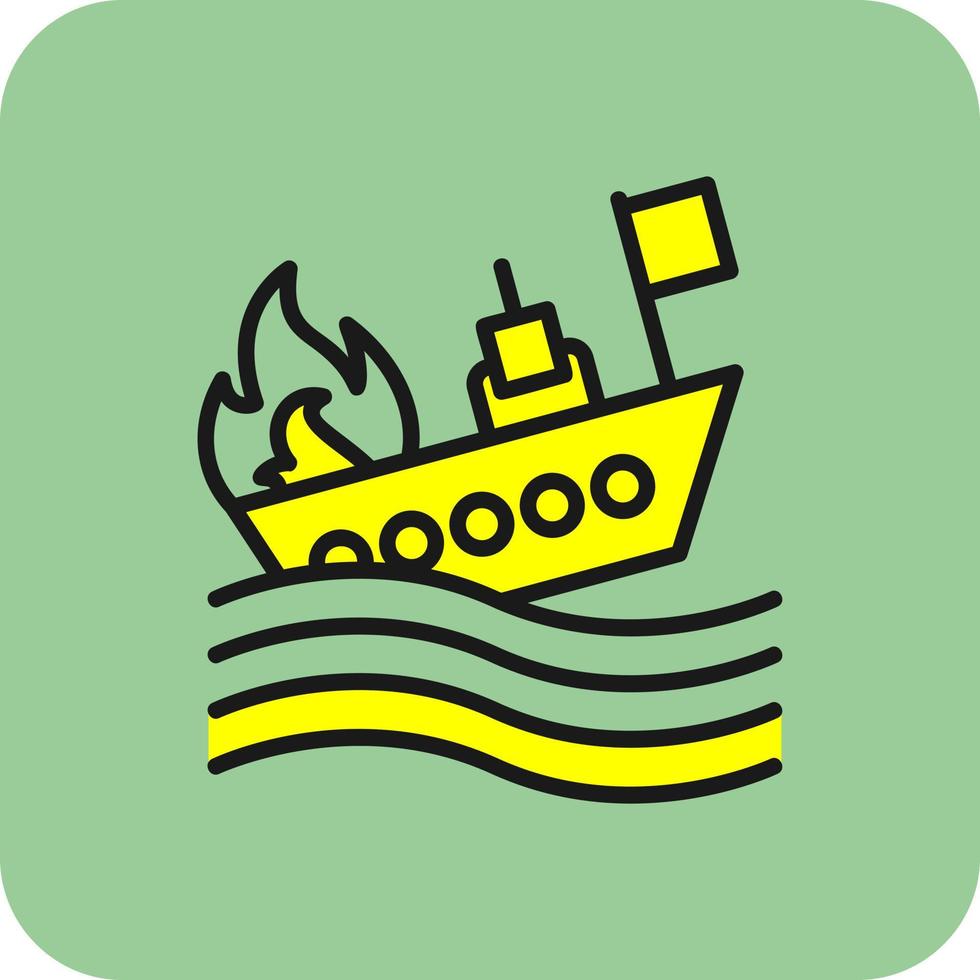 diseño de icono de vector de barco en llamas