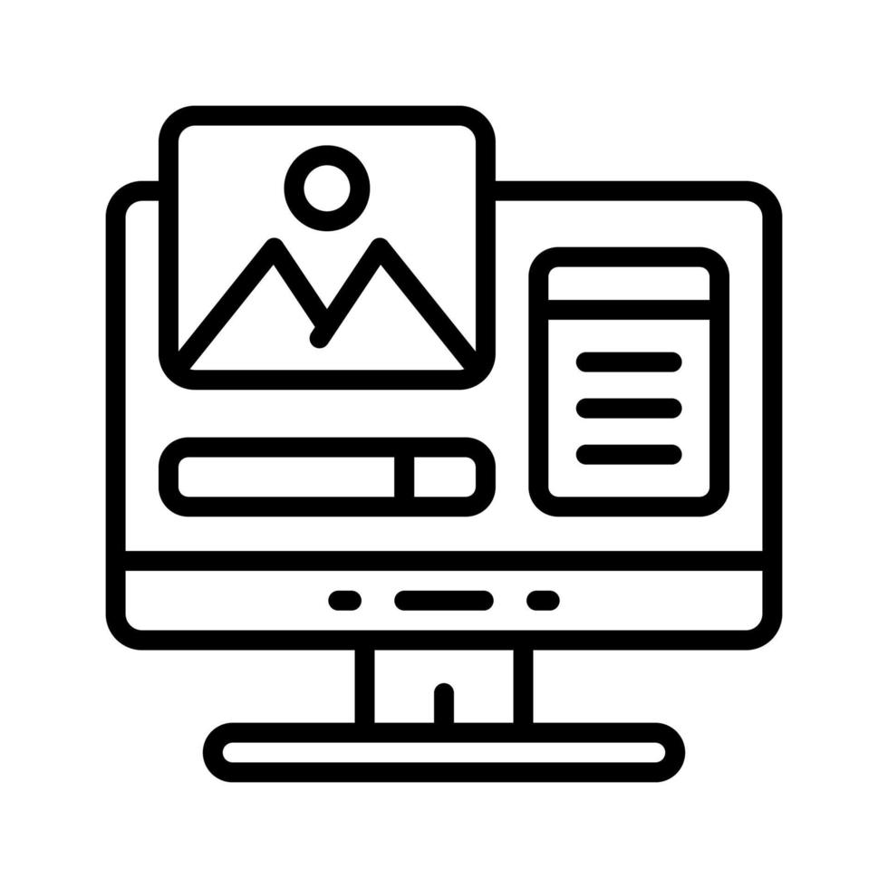 icono de monitor para su sitio web, móvil, presentación y diseño de logotipo. vector