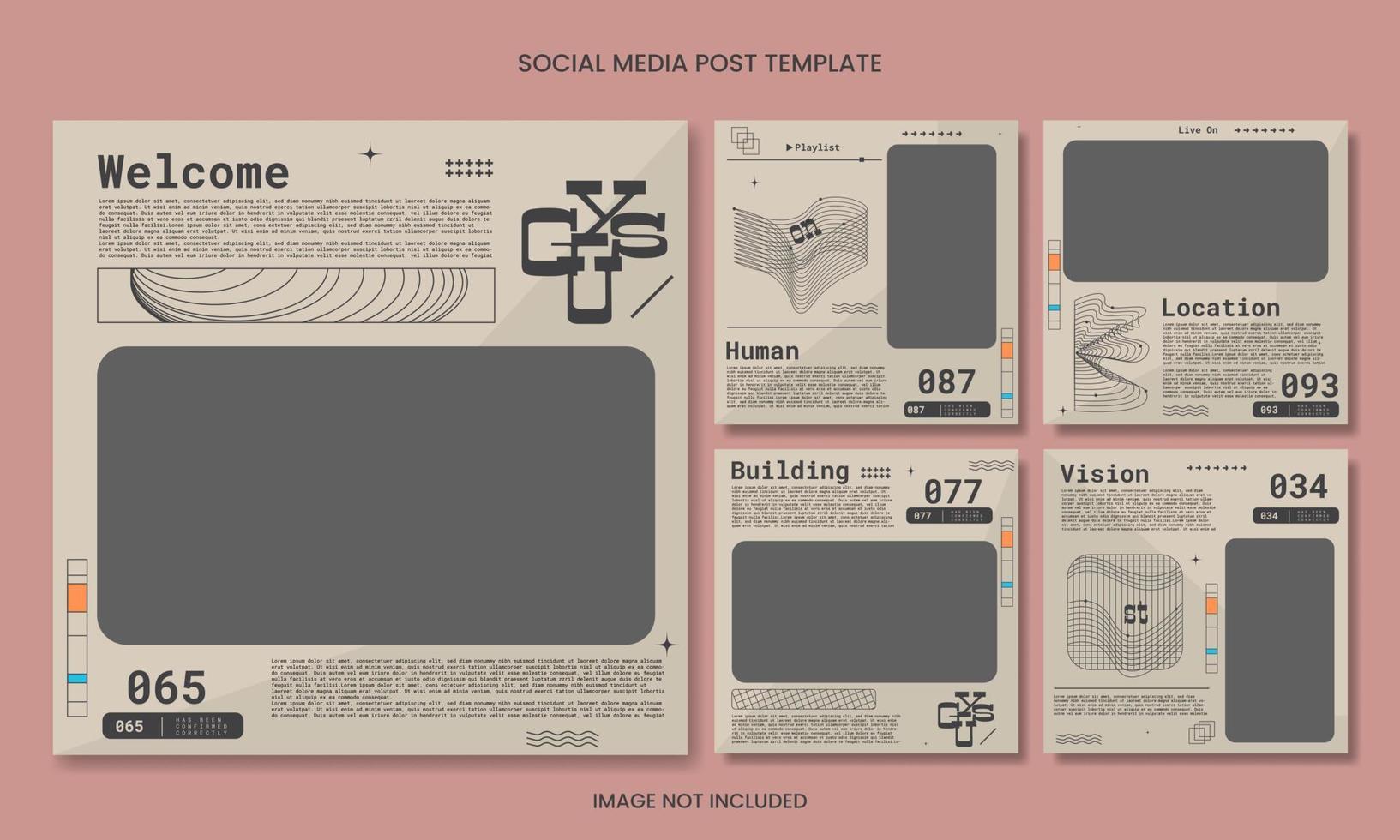 Pastel cyberpunk abstract social media post template vector