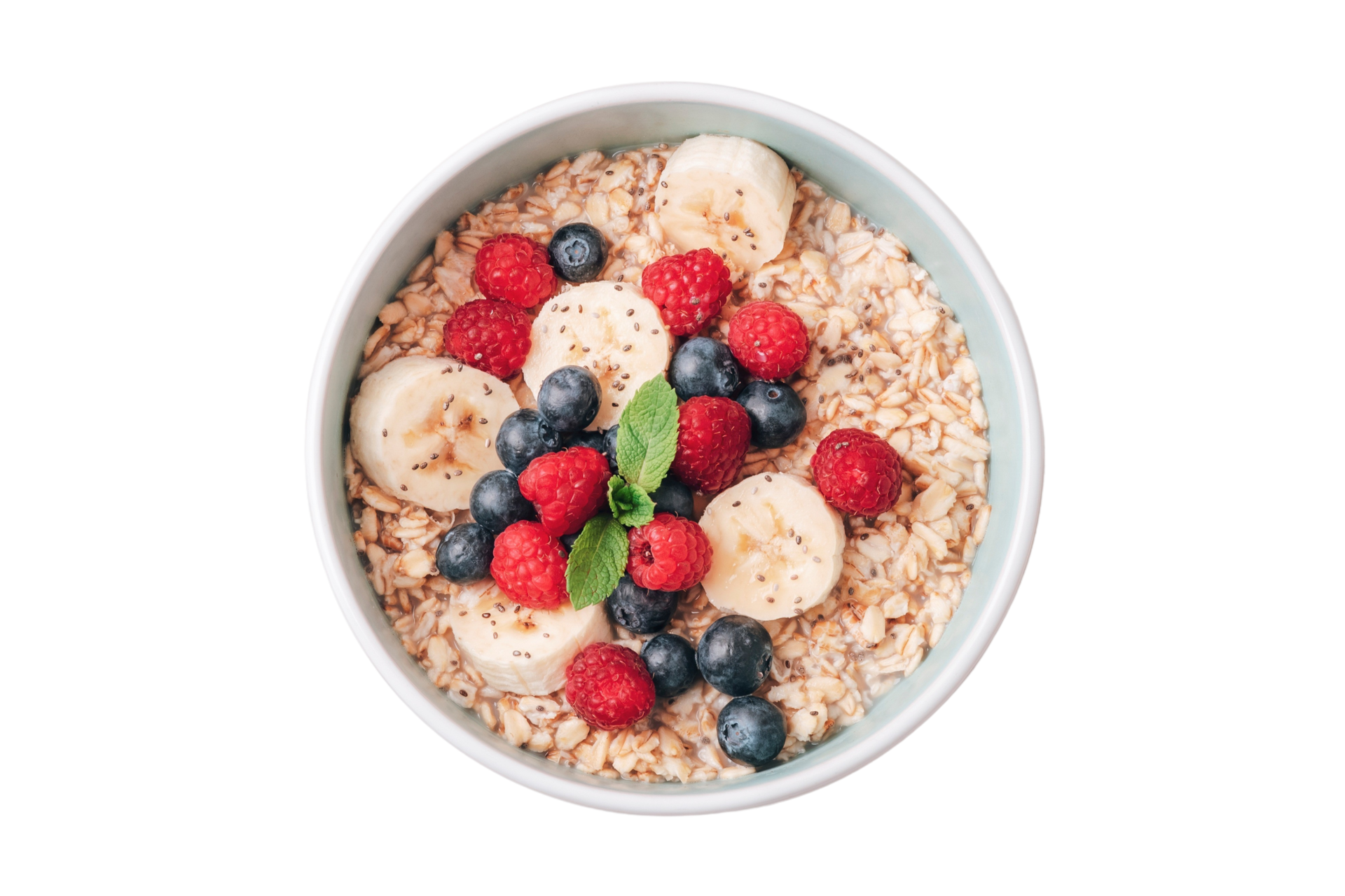 White Bowl With Oatmeal And Mix Fruit Isolated On A Transparent white-bowl-with-oatmeal-and-mix-fruit-isolated-on-a-transparent