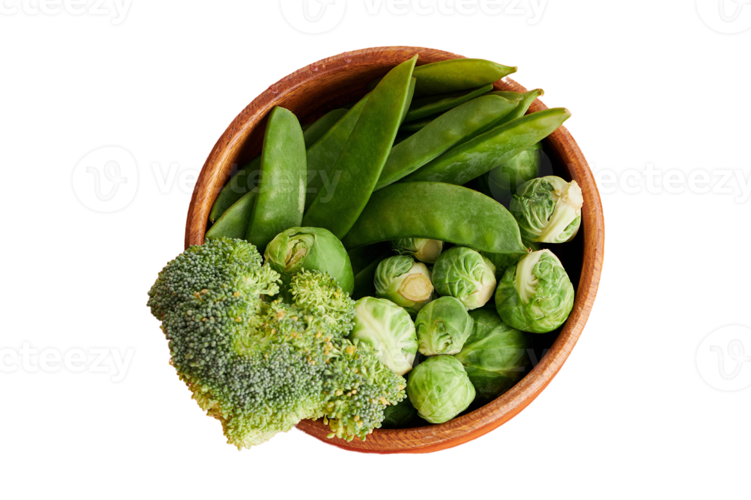 Plate with green vegetables isolated on a transparent background png