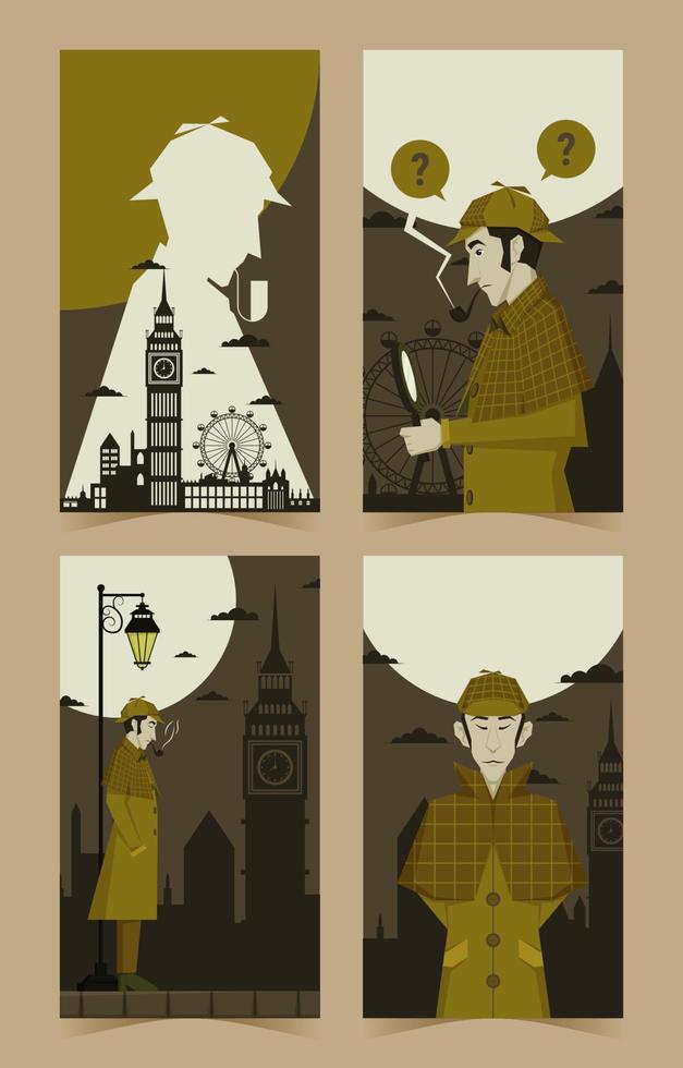 Detective Solving Puzzle Social Media Story Template vector