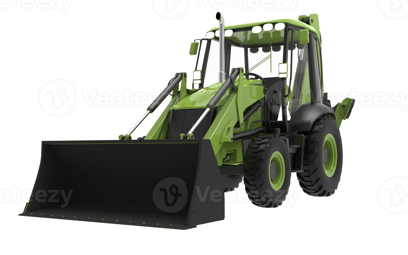 Green JCB tractor, excavator - heavy duty equipment vehicle png