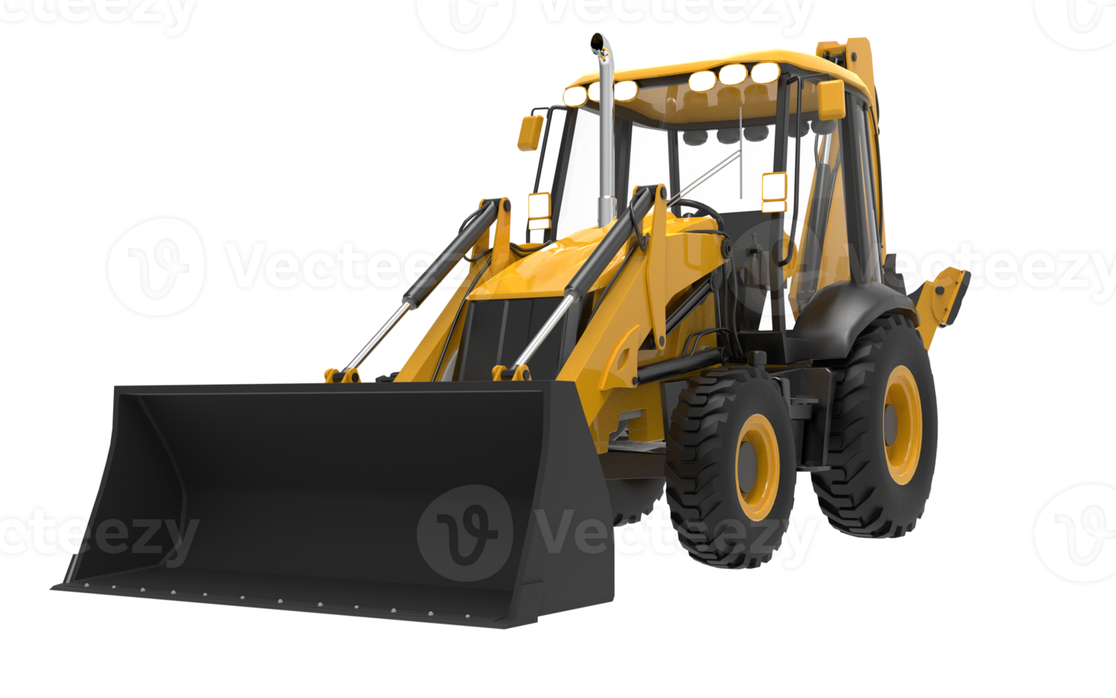 Yellow JCB tractor, excavator - heavy duty equipment vehicle png