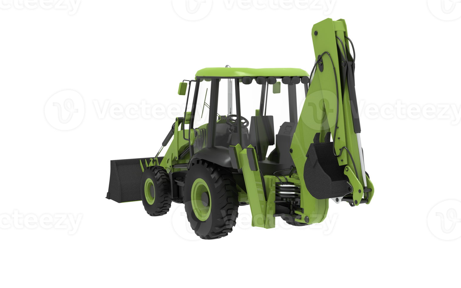 Green JCB tractor, excavator - heavy duty equipment vehicle png