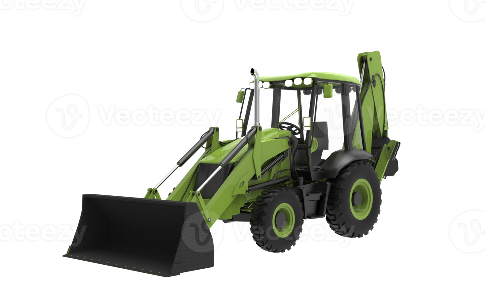 Green JCB tractor, excavator - heavy duty equipment vehicle png